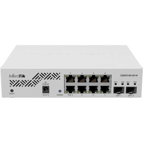 Switch Mikrotik CSS610-8G-2S+IN 8x GLan, 2x SFP+, 1x PoE In