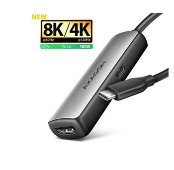 AXAGON RVC-HI8KPD, USB-C -> HDMI 2.1 redukce / adaptér, 8K/60Hz, 4K/144Hz, HDR10+, PD100W