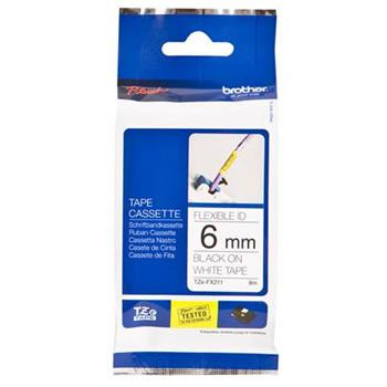 Brother - TZe-FX211,  bílá / černá, 6 mm,  s flexibilní páskou