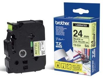Brother - TZe-C51, signální žlutá / černá  (24mm)