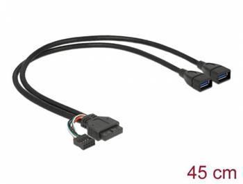 Delock kabel USB 3.0 pin konektor samice + USB 2.0 pin konektor samice > 2 x USB 3.0 A samice 45 cm 