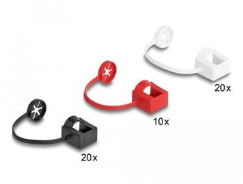 Delock Protiprachový kryt pro zástrčku RJ45 s montážní sponou, sada 50 ks, barevná