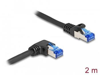 Delock Síťový kabel rozhraní RJ45 Cat.6A, S/FTP, přímý / pravý pravoúhlý, 2 m, černý