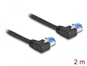 Delock Síťový kabel rozhraní RJ45 Cat.6A, S/FTP, levý pravoúhlý, 2 m, černý