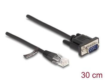 Delock Kabel ze zástrčky RJ45 na zástrčku sériového rozhraní RS-232 D-Sub 9, 30 cm, černý