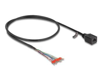 Delock Kabel ze zásuvky RJ45 na dráty s dutinkovými koncovkami Cat.5e, 50 cm, černý