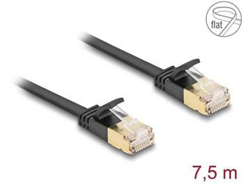 Delock Síťový kabel RJ45 Cat.6A, ze zástrčky na zástrčku,s robustní západkou a hrubým plochým kabelem Cat.7, U/FTP,7,5 m