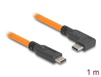 Delock USB 5 Gbps kabel, ze zástrčky USB Type-C™ na zástrčku USB Type-C™, pravoúhlý, 90°, k focení s tetheringem, 1 m, oranžový