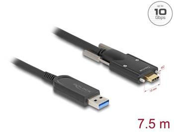 Delock Aktivní optický kabel USB 10 Gbps-A samec na USB Type-C™ samec se šrouby po stranách 7,5 m