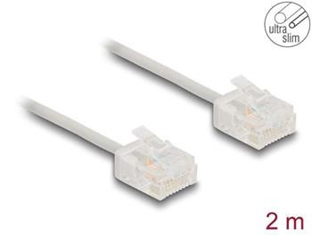 Delock Síťový kabel rozhraní RJ45 Cat.6, UTP Ultra Slim, 2 m, šedá s krátkými zástrčkami