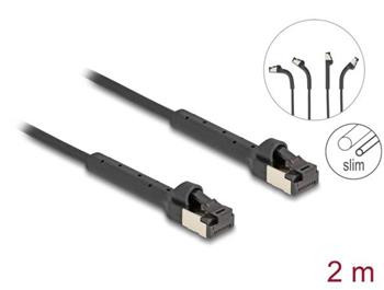 Delock Síťový kabel s rozhraním RJ45 Slim, Cat.6A, U/FTP, ohebný, černý, 2 m