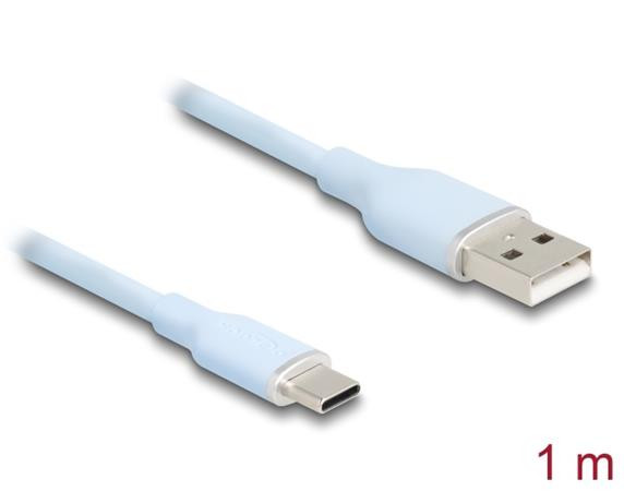 Delock USB 2.0 kabel USB Typ-A samec na USB Type-C™ samec 1 m modrý Silikon