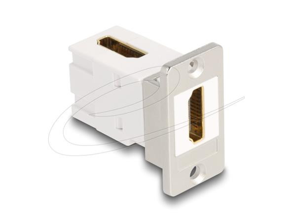 Delock Modul Keystone k montáži na panel, ze zásuvky HDMI na zásuvku, pravoúhlý, 90°, 8K 60 Hz, kuželový