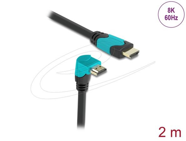 Delock High Speed HDMI kabel samec přímý na samec 90° pravoúhlý dolů 48 Gbps 8K 60 Hz 2 m