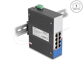 Delock Průmyslový Gigabit Ethernet Switch s 8 porty RJ45, na DIN lištu