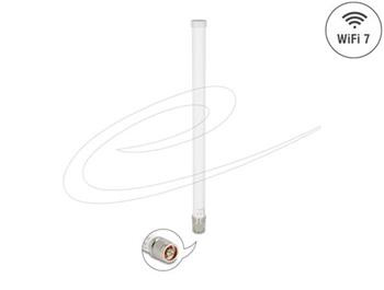 Delock WiFi 7 anténa N samec 4,5 - 6,6 dBi 32 cm všesměrová pevná venkovní bílá