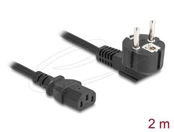 Delock Napájecí šňůra k PC z pravoúhlé zemnicí zástrčky CEE 7/7, 90°, na zásuvku C13, 2 m, 3 x 0,75 mm2, černá