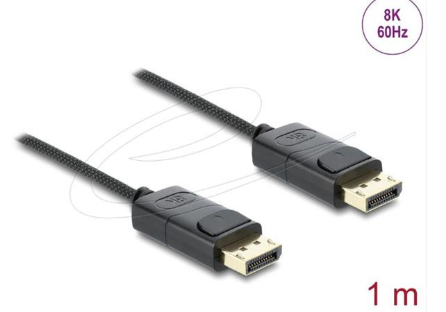 Delock Koaxiální kabel DisplayPort 8K 60 Hz s pleteným opláštěním 1 m