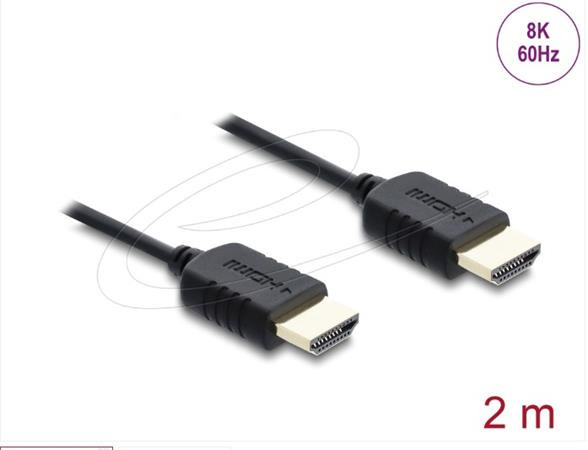 Delock Koaxiální kabel High Speed HDMI 8K 60 Hz 48 Gbps s pleteným opláštěním 2 m