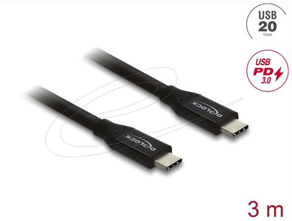 Delock Koaxiální kabel USB 20 Gbps USB PD 3.0 60 W 3 m