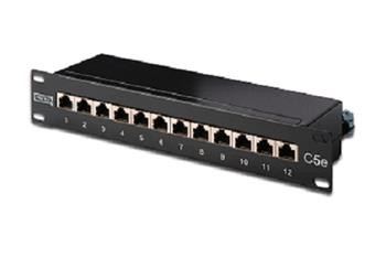 Digitus CAT 5e, patch panel třídy D, stíněný, 12 portů RJ45 8P8C, LSA, 1U, 254 mm (10 