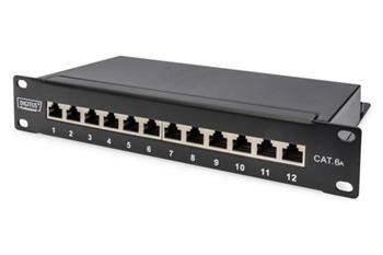 DIGITUS CAT 6A Patch Panel, stíněný, 12-portové pole se štítkem, 1U, 10 