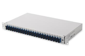 Digitus Fiber Optic Sliding Splice Box, 1U, Equipped 24x SC duplex, incl. M 25 Screw, Splice Cassette Color Pigtails OS2, Adapter