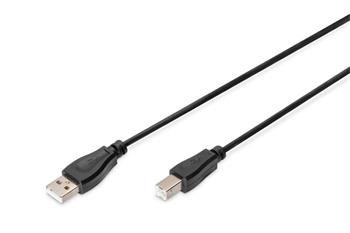 Digitus USB kabel A/samec na B/samec, 2x stíněný, černý, 1m
