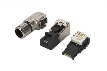 Digitus Konektory RJ45 pro montáž v terénu, T568A až 10 Gigabit Ethernet, úhel 90 °, 1 VPE = 10 ks.