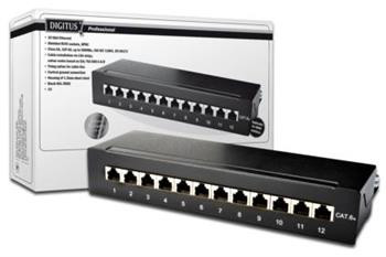 DIGITUS Desktop CAT 6A Patch Panel, stíněný třídy EA, 12 portů RJ45, 8P8C, LSA