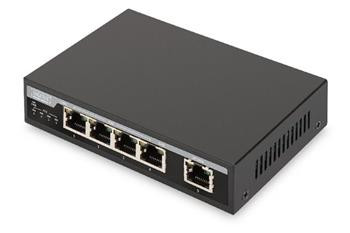 Digitus Gigabit Ethernet PoE Switch 4-portový PoE + 1-portový uplink, 62W PoE budget
