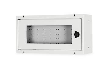 DIGITUS Skříň pro domácí automatizaci na zeď, povrchová montáž 200x400x100 mm, rámy skleněné dveře, šedá (RAL 7035)