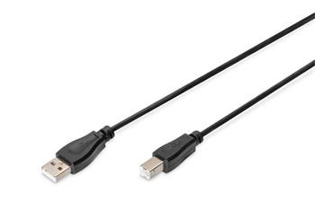 Digitus USB kabel A/samec na B/samec, 2x stíněný, černý, 1,8m