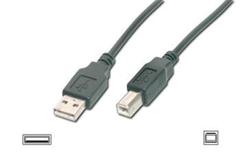 Digitus USB kabel A/samec na  B/samec, 2x stíněný, černý, 3m