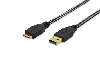 Ednet Připojovací kabel USB 3.0, typ A - micro B M / M, 1,8 m, USB 3.0, bavlna, zlato, bl