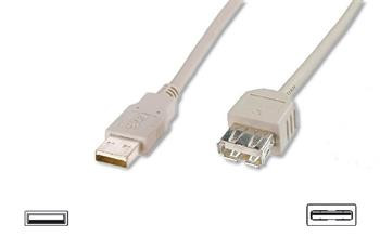 Digitus USB kabel prodlužovací A-A, 2xstíněný, měď, 1,8m, šedý