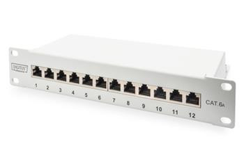 DIGITUS CAT 6A Patch Panel, stíněný, 12-portové pole se štítkem, 1U, 10 