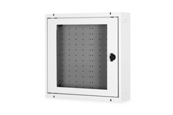 DIGITUS Skříň pro domácí automatizaci na zeď, povrchová montáž 400x400x100 mm, rámy skleněné dveře, šedá (RAL 7035)