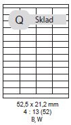 etikety Samolepiace 52,5x21,2 univerzálne biele 52ks/A4 (100 listov A4/bal.)