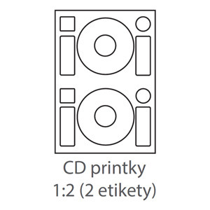 etikety Samolepiace 2xCD-KRUH univerzálne biele 2ks/A4 (100 listov A4/bal.)