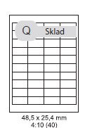 etikety Samolepiace 48,5x25,4 univerzálne biele 40ks/A4 (100 listov A4/bal.)