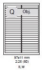 etikety Samolepiace 97x11 mm univerzálne biele 50ks/A4 (1000 listov A4/bal.)
