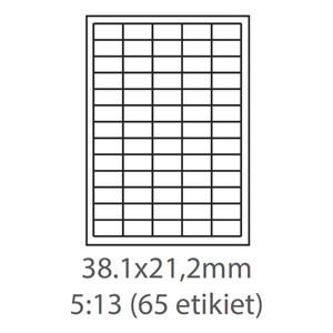 etikety samolepiace 38,1mm x 21,2mm univerzálne biele 65ks/A4 (100 listov A4/bal.)