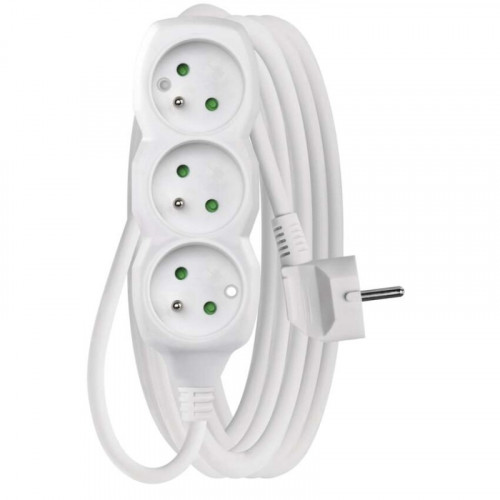 Predlžovací kábel 5 m / 3 zásuvky / biely / PVC / 1 mm2