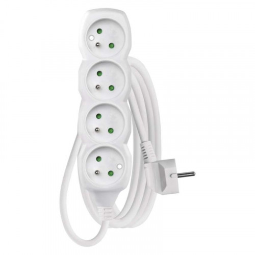 Predlžovací kábel 3 m / 4 zásuvky / biely / PVC / 1,5 mm2