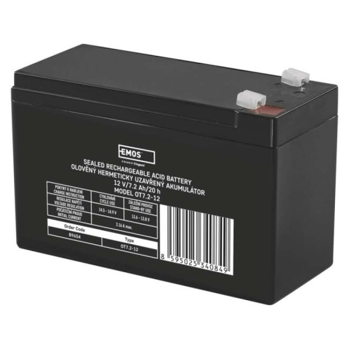 Bezúdržbový olovený akumulátor 12 V/7,2 Ah, faston 4,7 mm
