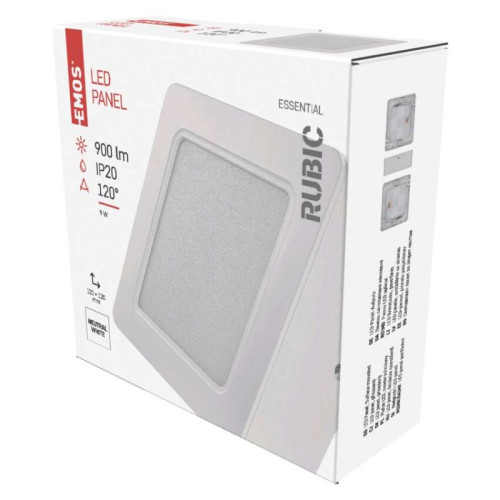 LED svietidlo 2v1 RUBIC, štvorcové, biele, 9W, neutrálna biela