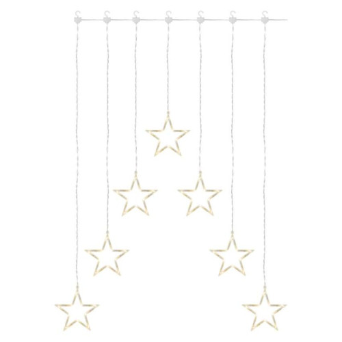 LED vianočný záves – 7 hviezd, 67x125 cm, vnútorný, teplá biela