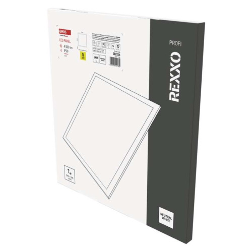 LED panel REXXO backlit 60×60, štvorcový vstavaný biely, 36W neutr.b. UGR