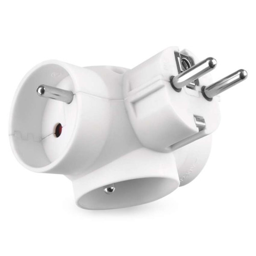 Rozbočovacia zásuvka 3×, okrúhla, biela